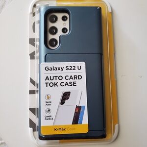 NWT Samsung Galaxy S22 U Blue Case w/a Built-in semi-auto Sliding Card Slot